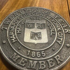 Harvard Club of New York City 25 Year Member Plaque